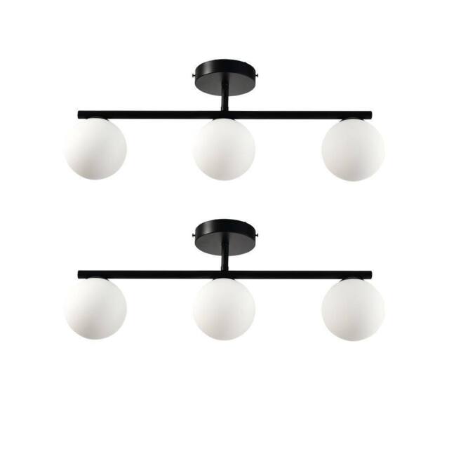 First Choice Lighting Set of 2 Grosvenor - Black 3 Light Bars with Glass Globes - image 1