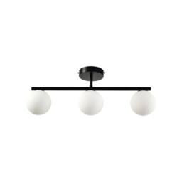 First Choice Lighting Set of 2 Grosvenor - Black 3 Light Bars with Glass Globes - thumbnail 2