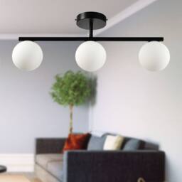 First Choice Lighting Set of 2 Grosvenor - Black 3 Light Bars with Glass Globes - thumbnail 5