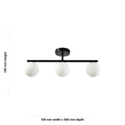 First Choice Lighting Set of 2 Grosvenor - Black 3 Light Bars with Glass Globes - thumbnail 7