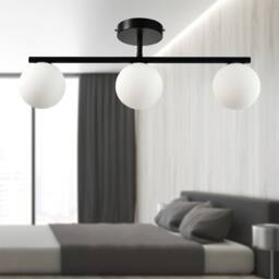 First Choice Lighting Set of 2 Grosvenor - Black 3 Light Bars with Glass Globes - thumbnail 6