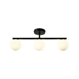 First Choice Lighting Set of 2 Grosvenor - Black 3 Light Bars with Glass Globes - thumbnail 4