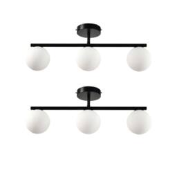 First Choice Lighting Set of 2 Grosvenor - Black 3 Light Bars with Glass Globes - thumbnail 1