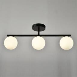 First Choice Lighting Set of 2 Grosvenor - Black 3 Light Bars with Glass Globes - thumbnail 3