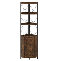 Gymax Corner Storage Shelf 6-Tier Freestanding Tall Cabinet Slim Bookcase in Brown - thumbnail 1