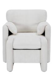 Living and Home Chenille Upholstered Armchair with Footstool in White - thumbnail 5