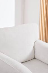 Living and Home Chenille Upholstered Armchair with Footstool in White - thumbnail 7