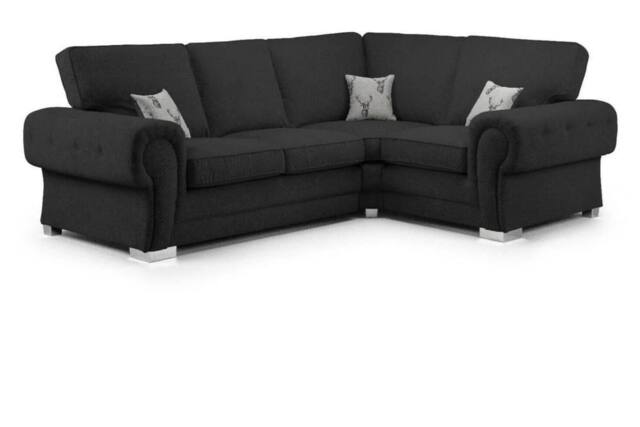 Furniture 786 Chingford Full Back 2c1 Corner Sofa in Black - image 1