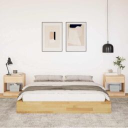 Berkfield Home Bed Frame without Mattress 140x200 cm Solid Wood Oak in Brown - thumbnail 4