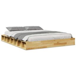 Berkfield Home Bed Frame without Mattress 140x200 cm Solid Wood Oak in Brown - thumbnail 2