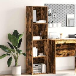 Berkfield Home Bookcase Smoked Oak 40x30x152 cm Engineered Wood in Brown - Size: 40 x 30 x 152 cm - thumbnail 2