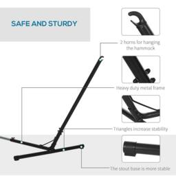 OUTSUNNY 3.8m Hammock Stand Adjustable Universal Fit Garden Camping Picnic in Black - thumbnail 4