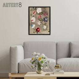 "Artery8 Group Of Morning Glories Framed Canvas Wall Art Print Ogawa Kazumasa - Size: W12"" x H16""" - thumbnail 3