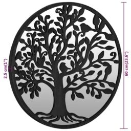 Berkfield Home Garden Mirror Black 60x2.5 cm Iron Round for Outdoor Use - thumbnail 6