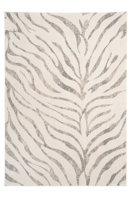 Kukoon Animal Print Plush Pile Black White Zebra Living Room Area Rug in Cream - Size: 80 cm x 150 cm - image 1