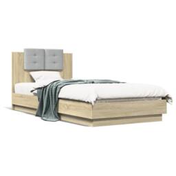 Berkfield Home Durable Bed Frame with LED without Mattress Sonoma Oak 100x200 cm in Brown - thumbnail 5