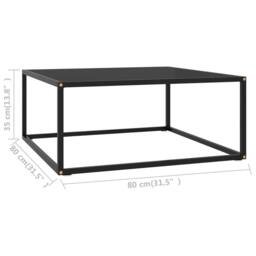 Berkfield Home Modern Coffee Table Black with Black Glass 80x80x35 cm - Size: 80 x 80 x 35 cm - thumbnail 5