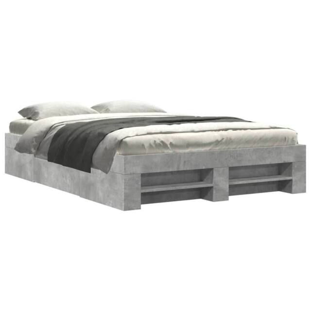 Berkfield Home Bed Frame without Mattress Concrete Grey 120x190cm Engineered Wood - Size: 120x190 cm - image 1
