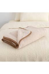 Native Natural Merino Wool Blanket - 220x200 Cappucino in Natural - Size: Double