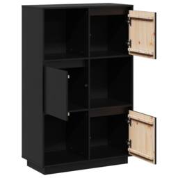 Berkfield Home Highboard Black 74x35x117 cm Solid Wood Pine - Size: 74 x 35 x 117 cm - thumbnail 7
