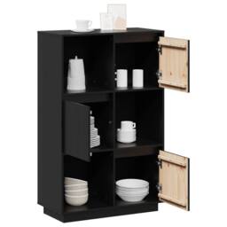 Berkfield Home Highboard Black 74x35x117 cm Solid Wood Pine - Size: 74 x 35 x 117 cm - thumbnail 5