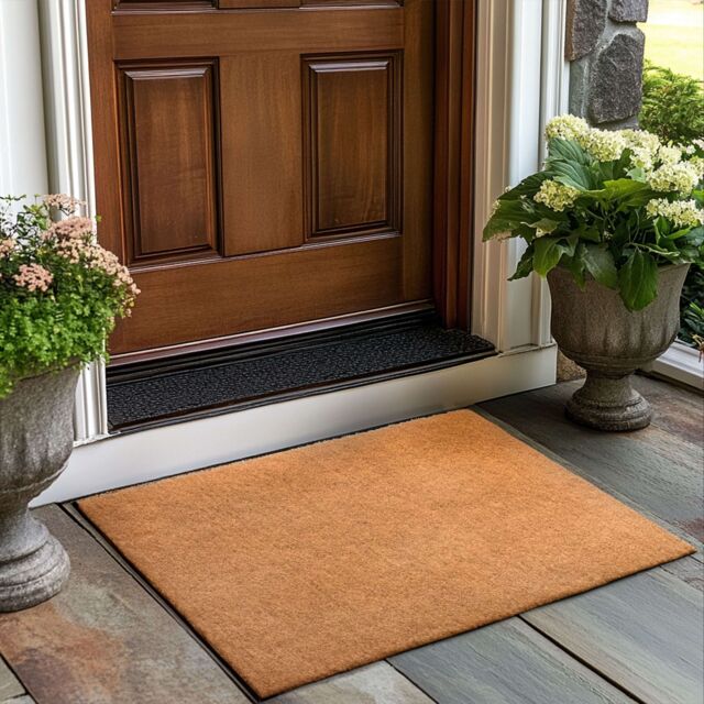 Nicoman PVC Coir Non-Slip Durable Plain Doormat for Entryway & Indoor Use in Brown - Size: 40 cm x 60 cm - image 1