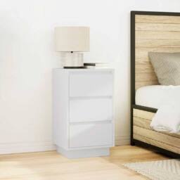 Berkfield Home Bedside Cabinet with LED Lights¬†White 38x34x65 cm in White - Size: 38 x 34 x 65 cm - thumbnail 4