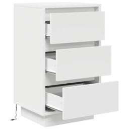 Berkfield Home Bedside Cabinet with LED Lights¬†White 38x34x65 cm in White - Size: 38 x 34 x 65 cm - thumbnail 6