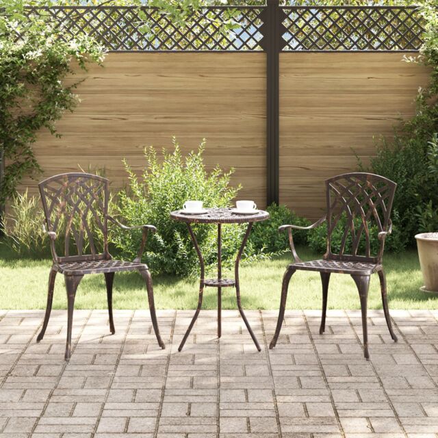 Berkfield Home Garden Chairs Set of 2 - Bronze Cast Aluminum
