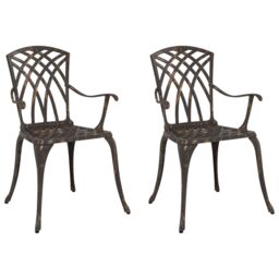 Berkfield Home Garden Chairs Set of 2 - Bronze Cast Aluminum - thumbnail 2