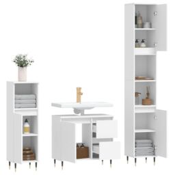 Berkfield Home 3 Piece Bathroom Furniture Set White Engineered Wood - thumbnail 4