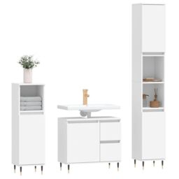 Berkfield Home 3 Piece Bathroom Furniture Set White Engineered Wood - thumbnail 3
