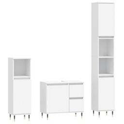 Berkfield Home 3 Piece Bathroom Furniture Set White Engineered Wood - thumbnail 2