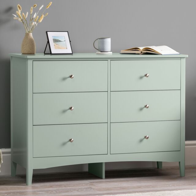 Christow Sage Chest of Drawers Modern 6 Drawer Bedroom Storage Unit Furniture Cabinet in Light Green - image 1