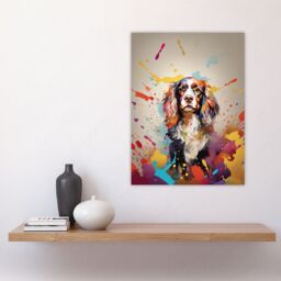 "Artery8 Wall Art Print King Charles Spaniel Dog Lover Gift Pet Portrait Colourful Artwork Painting Poster - Size: W18"" x H24""" - thumbnail 4