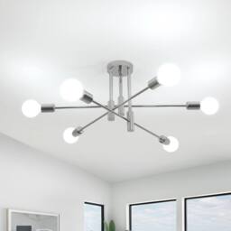 Goeco Industrial Retro Chandelier, 6 Lights Vintage Ceiling Lamp, E27 Base in Silver - thumbnail 1