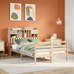 Berkfield Home Bookcase Bed without Mattress 135x190 cm Doouble Solid Wood Pine in Brown - thumbnail 1