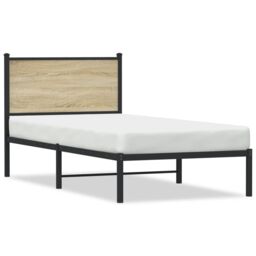 Berkfield Home Metal Bed Frame without Mattress Sonoma Oak 75x190 cm Small Single in Brown - thumbnail 1