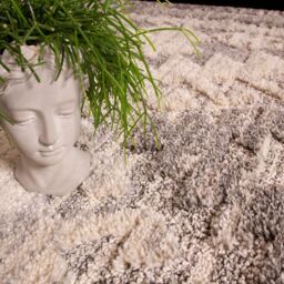 Kukoon Grey Cream Geometric Loop & Tufted Shaggy Rug in Mid Grey - Size: 80 cm x 150 cm - thumbnail 4