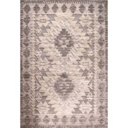 Kukoon Grey Cream Geometric Loop & Tufted Shaggy Rug in Mid Grey - Size: 80 cm x 150 cm - thumbnail 1