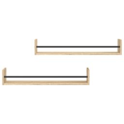 Berkfield Home Wall Shelves with Bars 2 pcs Sonoma Oak 80x16x14 cm in Brown - Size: 80 x 16 x 14 cm - thumbnail 4