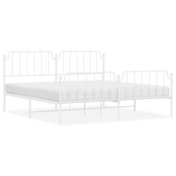 Berkfield Home Metal Bed Frame with Headboard & Footboard White 193x203 cm - thumbnail 2