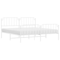 Berkfield Home Metal Bed Frame with Headboard & Footboard White 193x203 cm - thumbnail 3