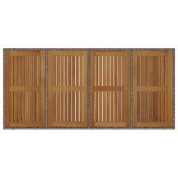 Berkfield Home 9 Piece Garden Dining Set Grey Poly Rattan Acacia - thumbnail 8