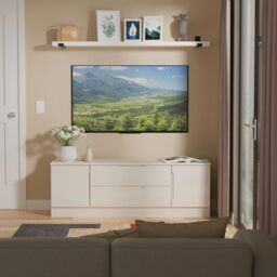 Ready Assembled 2 U Lucca 2 Door 2 Drawer Superwide TV Unit (Ready Assembled) in Taupe - thumbnail 1