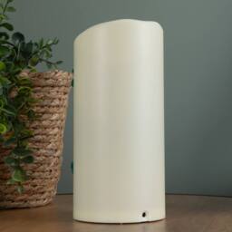Samuel Alexander 20cm Christmas Pillar Candle Water Spiner with Santa & LEDs in White - thumbnail 6
