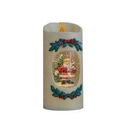 Samuel Alexander 20cm Christmas Pillar Candle Water Spiner with Santa & LEDs in White