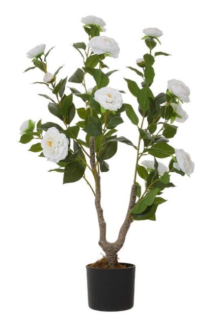Garden Sanctuary 90cm Garden Artificial White Camellia Tree Potted for Home Decor - image 1