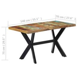 Berkfield Home Dining Table 140x70x75 cm Solid Reclaimed Wood - Size: 140 x 70 x 75 cm - thumbnail 7