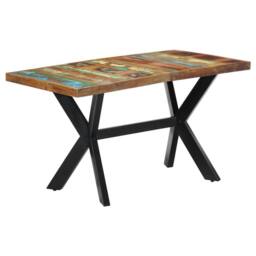 Berkfield Home Dining Table 140x70x75 cm Solid Reclaimed Wood - Size: 140 x 70 x 75 cm - thumbnail 8